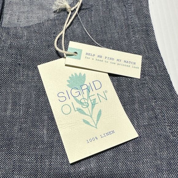 Sigrid Olsen 100% Linen Top Women’s size L Large Sleeveless Blue NWT - Picture 5 of 9